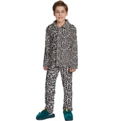 Black Cheetah Skin Kids  Long Sleeve Velvet Pajamas Set