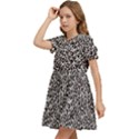 Black Cheetah Skin Kids  Bow Tie Puff Sleeve Dress View3