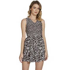 Black Cheetah Skin Sleeveless High Waist Mini Dress by Sparkle