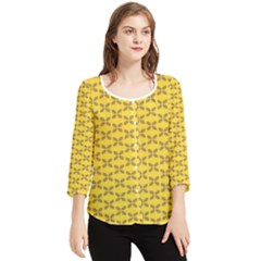 Pattern Chiffon Quarter Sleeve Blouse