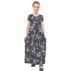 Creepy Head Mask Motif Random Pattern Kids  Short Sleeve Maxi Dress