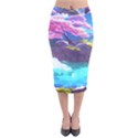 Fantasy Japan Mountains Cherry Blossoms Nature Velvet Midi Pencil Skirt View1