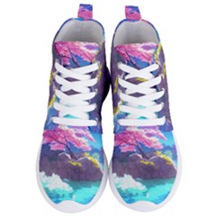 Fantasy Japan Mountains Cherry Blossoms Nature Women s Lightweight High Top Sneakers by Uceng