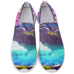 Fantasy Japan Mountains Cherry Blossoms Nature Men s Slip On Sneakers