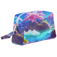 Fantasy Japan Mountains Cherry Blossoms Nature Wristlet Pouch Bag (large) by Uceng