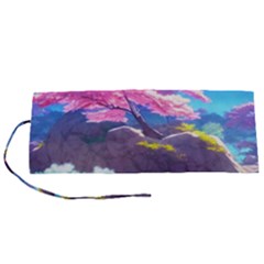 Fantasy Japan Mountains Cherry Blossoms Nature Roll Up Canvas Pencil Holder (s) by Uceng