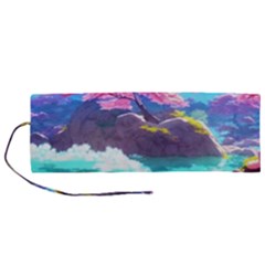 Fantasy Japan Mountains Cherry Blossoms Nature Roll Up Canvas Pencil Holder (m) by Uceng