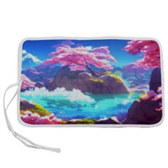 Fantasy Japan Mountains Cherry Blossoms Nature Pen Storage Case (l) by Uceng