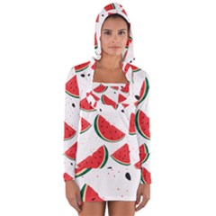 Watermelon Seamless Pattern Long Sleeve Hooded T-shirt