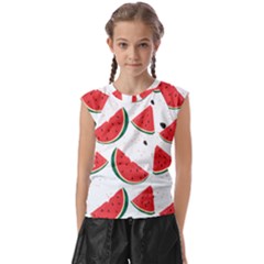 Watermelon Seamless Pattern Kids  Raglan Cap Sleeve Tee by Jancukart