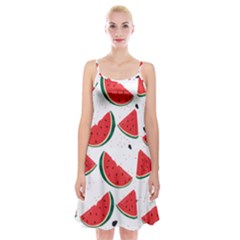 Watermelon Seamless Pattern Spaghetti Strap Velvet Dress by Jancukart