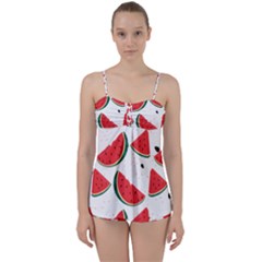 Watermelon Seamless Pattern Babydoll Tankini Set by Jancukart