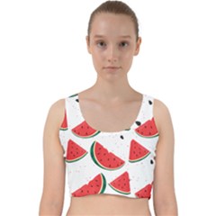 Watermelon Seamless Pattern Velvet Racer Back Crop Top