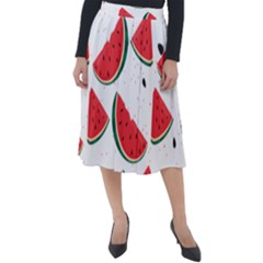 Watermelon Seamless Pattern Classic Velour Midi Skirt 