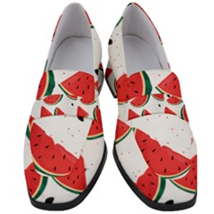 Watermelon Seamless Pattern Women s Chunky Heel Loafers