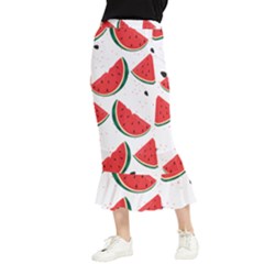 Watermelon Seamless Pattern Maxi Fishtail Chiffon Skirt by Jancukart