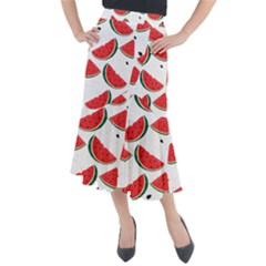 Watermelon Seamless Pattern Midi Mermaid Skirt by Jancukart