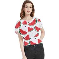 Watermelon Seamless Pattern Butterfly Chiffon Blouse