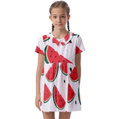 Watermelon Seamless Pattern Kids  Asymmetric Collar Dress by Jancukart