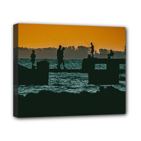 River Breakwater Sunset, Montevideo, Uruguay Canvas 10  X 8  (stretched) by dflcprintsclothing