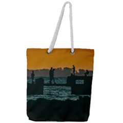 River Breakwater Sunset, Montevideo, Uruguay Full Print Rope Handle Tote (large) by dflcprintsclothing