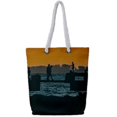 River Breakwater Sunset, Montevideo, Uruguay Full Print Rope Handle Tote (small) by dflcprintsclothing