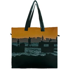 River Breakwater Sunset, Montevideo, Uruguay Canvas Travel Bag by dflcprintsclothing