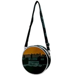 River Breakwater Sunset, Montevideo, Uruguay Crossbody Circle Bag