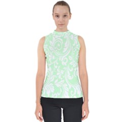 Clean Ornament Tribal Flowers  Mock Neck Shell Top by ConteMonfrey