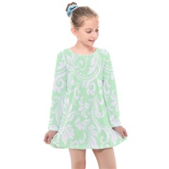 Clean Ornament Tribal Flowers  Kids  Long Sleeve Dress by ConteMonfrey