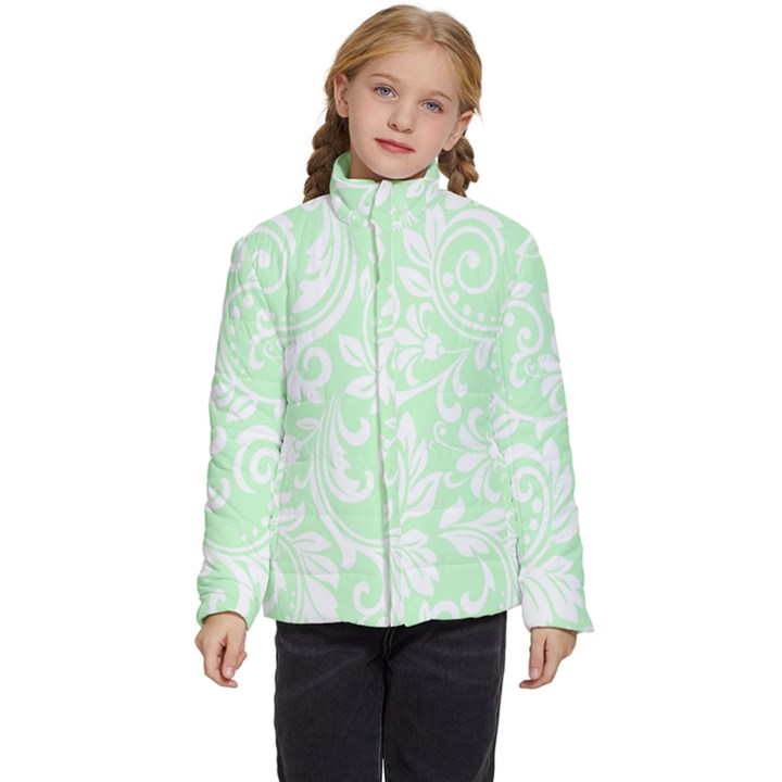 Clean Ornament Tribal Flowers  Kids  Puffer Bubble Jacket Coat