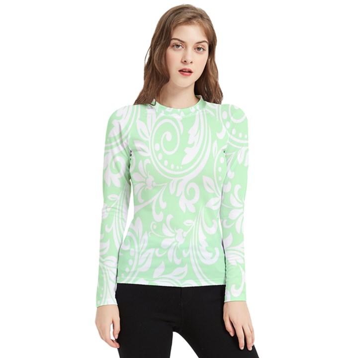 Clean Ornament Tribal Flowers  Women s Long Sleeve Rash Guard