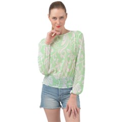 Clean Ornament Tribal Flowers  Banded Bottom Chiffon Top