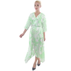 Clean Ornament Tribal Flowers  Quarter Sleeve Wrap Front Maxi Dress by ConteMonfrey