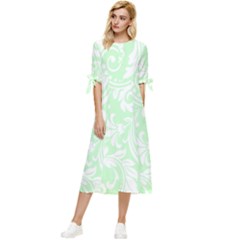 Clean Ornament Tribal Flowers  Bow Sleeve Chiffon Midi Dress by ConteMonfrey