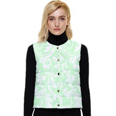 Clean Ornament Tribal Flowers  Women s Short Button Up Puffer Vest by ConteMonfrey