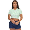 Clean Ornament Tribal Flowers  Side Button Cropped Tee View1