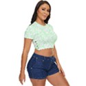 Clean Ornament Tribal Flowers  Side Button Cropped Tee View3