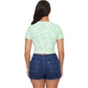 Clean Ornament Tribal Flowers  Side Button Cropped Tee View4