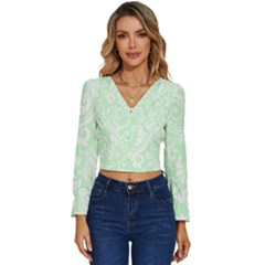 Clean Ornament Tribal Flowers  Long Sleeve V-neck Top