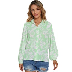 Clean Ornament Tribal Flowers  Women s Long Sleeve Button Down Shirt