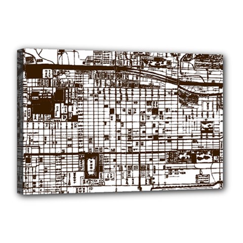 Antique Oriental Town Map  Canvas 18  X 12  (stretched) by ConteMonfrey