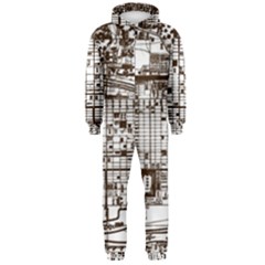 Antique Oriental Town Map  Hooded Jumpsuit (men) by ConteMonfrey