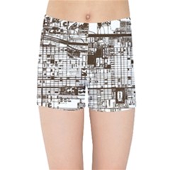 Antique Oriental Town Map  Kids  Sports Shorts by ConteMonfrey