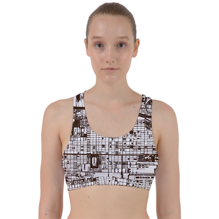 Antique Oriental Town Map  Back Weave Sports Bra