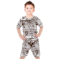 Antique Oriental Town Map  Kids  Tee And Shorts Set by ConteMonfrey