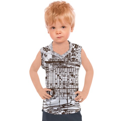 Antique Oriental Town Map  Kids  Sport Tank Top by ConteMonfrey