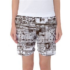 Antique Oriental Town Map  Women s Basketball Shorts by ConteMonfrey