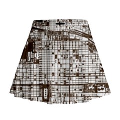 Antique Oriental Town Map  Mini Flare Skirt by ConteMonfrey