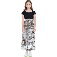 Antique Oriental Town Map  Kids  Flared Maxi Skirt by ConteMonfrey